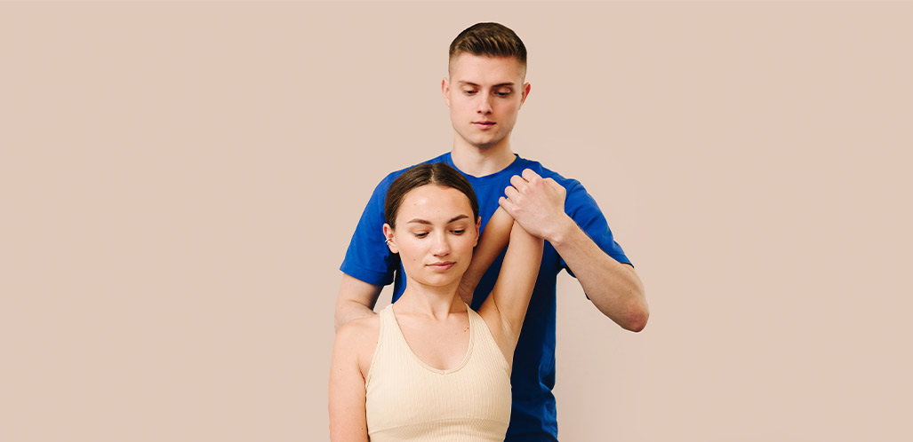 Physiotherapy doing arm therapy joint mobilization